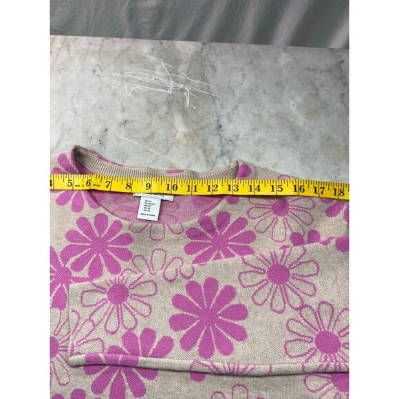 Rachel Zoe Sweater Women’s XS Pink Flower 70’s Vibe - Picture 3 of 7